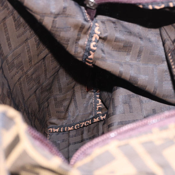 FENDI Zucca Canvas Hand Bag Black Brown Auth 193515