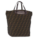 FENDI Zucca Canvas Hand Bag Black Brown Auth 193515-1
