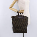 FENDI Zucca Canvas Hand Bag Black Brown Auth 193515-21