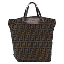 FENDI Zucca Canvas Hand Bag Black Brown Auth 193515-13