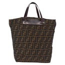 FENDI Zucca Canvas Hand Bag Black Brown Auth 193515-2