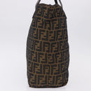 FENDI Zucca Canvas Hand Bag Black Brown Auth 193515-3