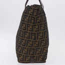FENDI Zucca Canvas Hand Bag Black Brown Auth 193515-4