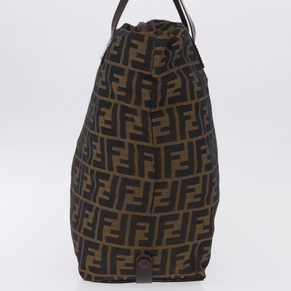 FENDI Zucca Canvas Hand Bag Black Brown Auth 193515
