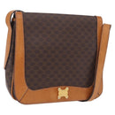 CELINE Macadam Canvas Shoulder Bag PVC Leather Brown Gold Auth 193516-1