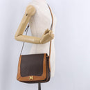 CELINE Macadam Canvas Shoulder Bag PVC Leather Brown Gold Auth 193516-26