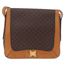 CELINE Macadam Canvas Shoulder Bag PVC Leather Brown Gold Auth 193516-13