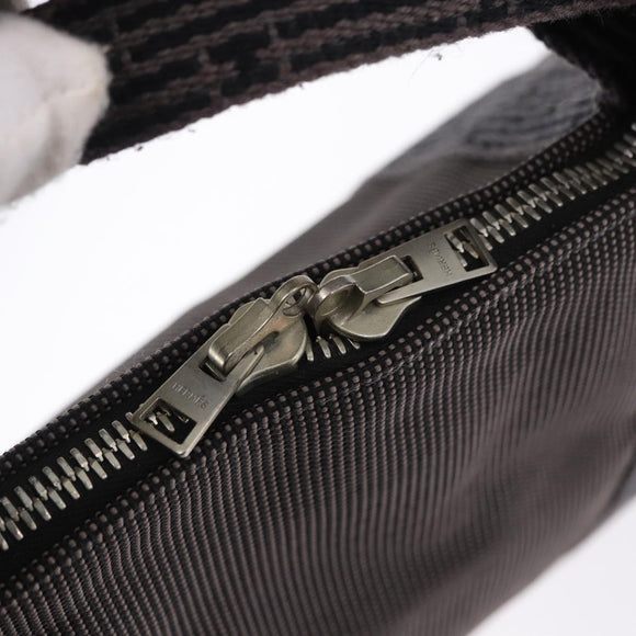 HERMES Her Line Cabas Hand Bag Canvas Gray Silver Auth 193518A