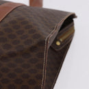 CELINE Macadam Canvas Tote Bag PVC Leather Brown Gold Auth 193520-15