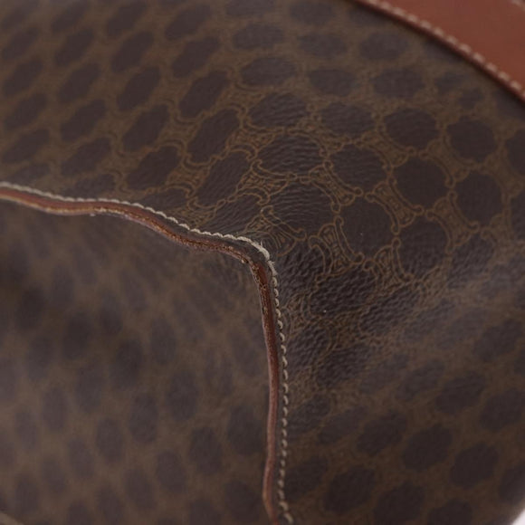 CELINE Macadam Canvas Tote Bag PVC Leather Brown Gold Auth 193520