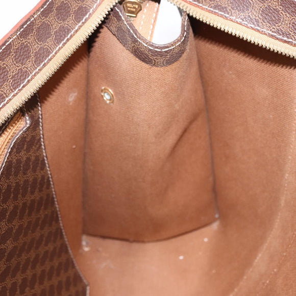 CELINE Macadam Canvas Tote Bag PVC Leather Brown Gold Auth 193520
