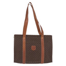 CELINE Macadam Canvas Tote Bag PVC Leather Brown Gold Auth 193520-13
