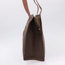 CELINE Macadam Canvas Tote Bag PVC Leather Brown Gold Auth 193520-3