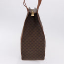 CELINE Macadam Canvas Tote Bag PVC Leather Brown Gold Auth 193520-4