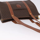 CELINE Macadam Canvas Tote Bag PVC Leather Brown Gold Auth 193520-6