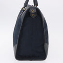 Christian Dior Trotter Canvas Hand Bag Navy Gold Auth 193521A-5