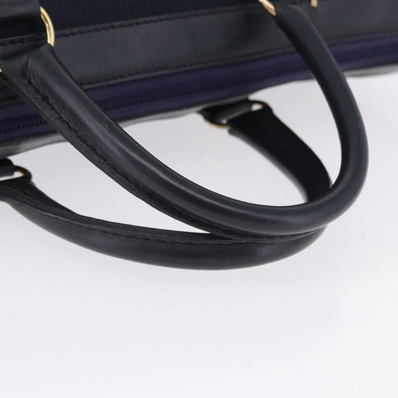 Christian Dior Trotter Canvas Hand Bag Navy Gold Auth 193521A