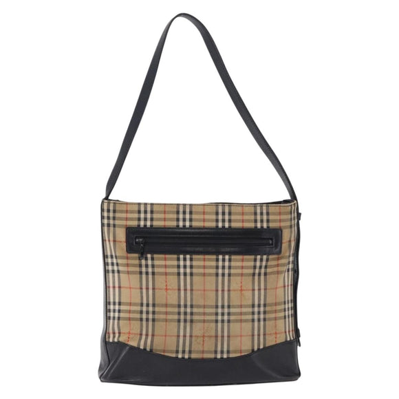 Burberrys Nova Check Shoulder Bag Canvas Beige Gold Auth 193522
