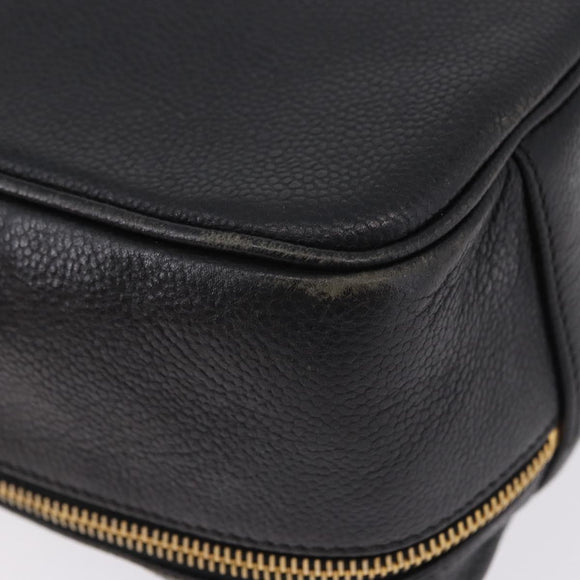 CHANEL COCO Mark Vanity Hand Bag Caviar Skin Black Gold CC Auth 193527