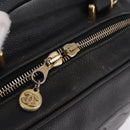 CHANEL COCO Mark Vanity Hand Bag Caviar Skin Black Gold CC Auth 193527-14