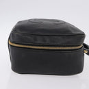 CHANEL COCO Mark Vanity Hand Bag Caviar Skin Black Gold CC Auth 193527-4