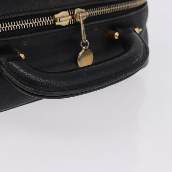 CHANEL COCO Mark Vanity Hand Bag Caviar Skin Black Gold CC Auth 193527