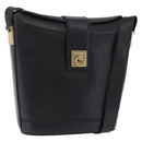 CELINE Shoulder Bag Leather Black Gold Auth 193528-1