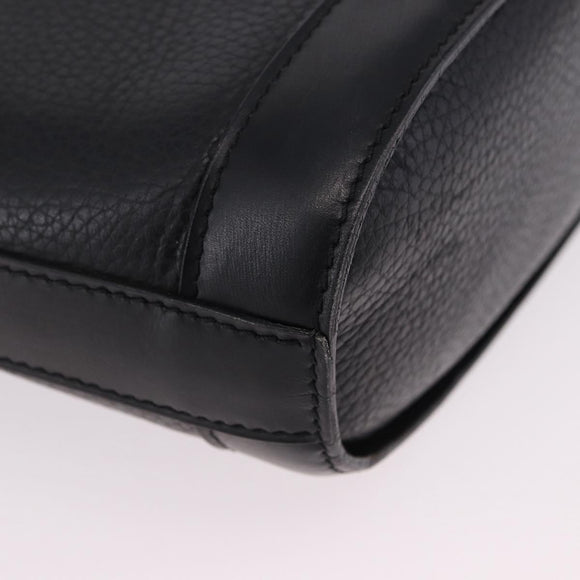 CELINE Shoulder Bag Leather Black Gold Auth 193528