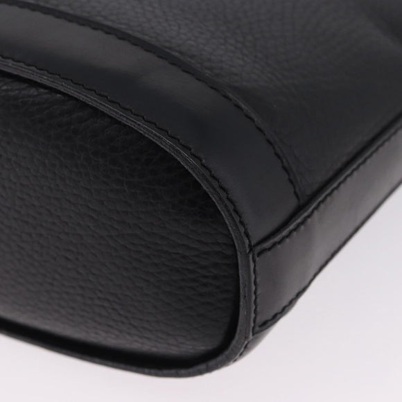 CELINE Shoulder Bag Leather Black Gold Auth 193528
