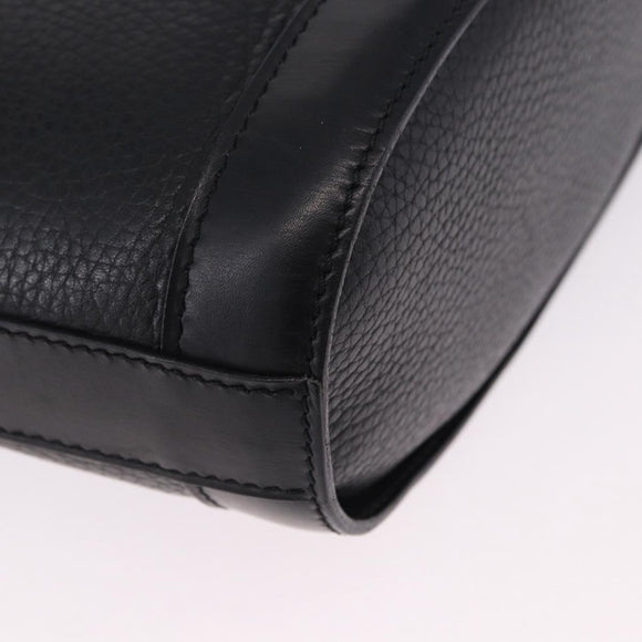 CELINE Shoulder Bag Leather Black Gold Auth 193528