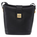 CELINE Shoulder Bag Leather Black Gold Auth 193528-13