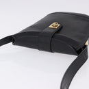 CELINE Shoulder Bag Leather Black Gold Auth 193528-6