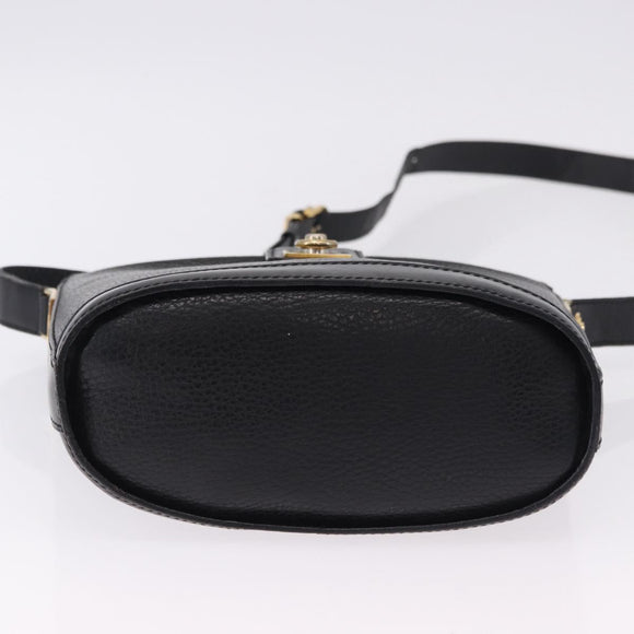 CELINE Shoulder Bag Leather Black Gold Auth 193528
