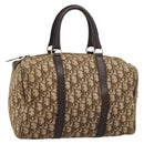 Christian Dior Trotter Canvas Boston Bag Beige Gold Auth 193530-1