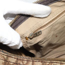 Christian Dior Trotter Canvas Boston Bag Beige Gold Auth 193530-18