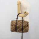 Christian Dior Trotter Canvas Boston Bag Beige Gold Auth 193530-20