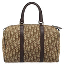 Christian Dior Trotter Canvas Boston Bag Beige Gold Auth 193530-3