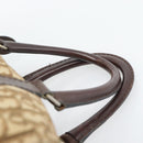 Christian Dior Trotter Canvas Boston Bag Beige Gold Auth 193530-8