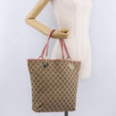GUCCI GG Canvas Tote Bag Beige Gold 120836 Auth 193531-25