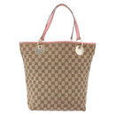 GUCCI GG Canvas Tote Bag Beige Gold 120836 Auth 193531-2