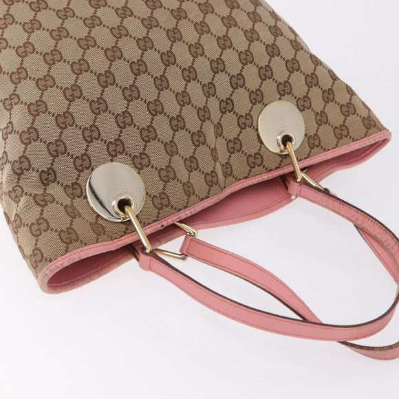 GUCCI GG Canvas Tote Bag Beige Gold 120836 Auth 193531