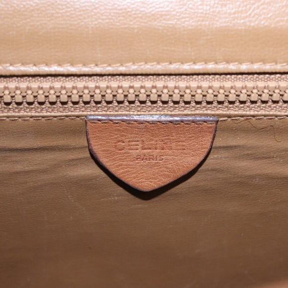 CELINE Macadam Canvas Shoulder Bag PVC Beige Gold Auth 193532