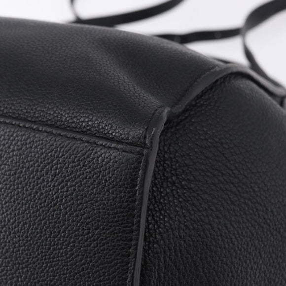 CELINE Big Bag Small Leather 2way Black Silver Auth 193536V