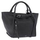 CELINE Big Bag Small Leather 2way Black Silver Auth 193536V-1