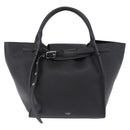CELINE Big Bag Small Leather 2way Black Silver Auth 193536V-13
