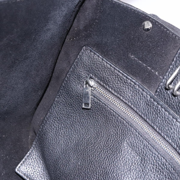 CELINE Big Bag Small Leather 2way Black Silver Auth 193536V