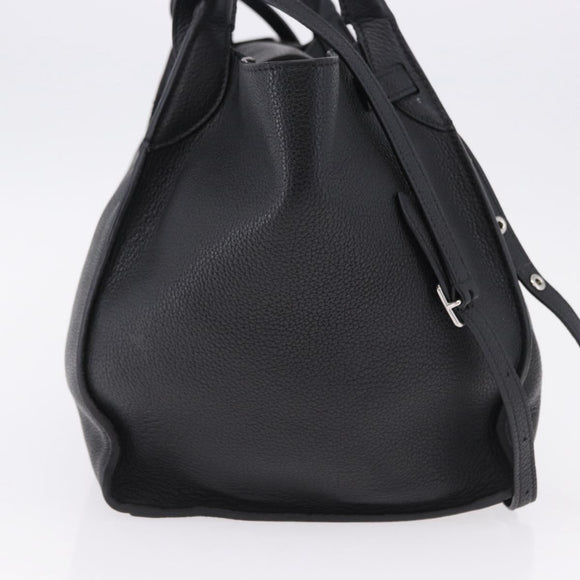 CELINE Big Bag Small Leather 2way Black Silver Auth 193536V