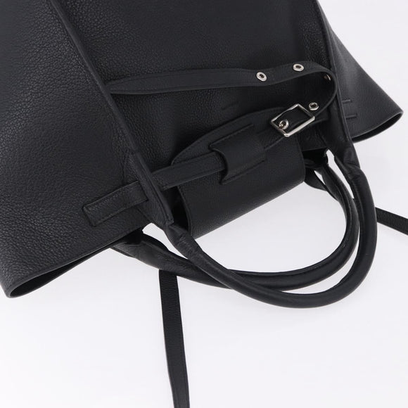 CELINE Big Bag Small Leather 2way Black Silver Auth 193536V