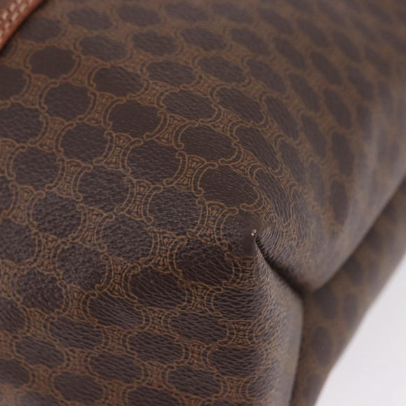 CELINE Macadam Canvas Tote Bag PVC Leather Brown Gold Auth 193538