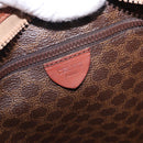 CELINE Macadam Canvas Tote Bag PVC Leather Brown Gold Auth 193538-18
